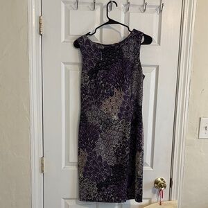 Purple and Black Patterned Sheath Dress